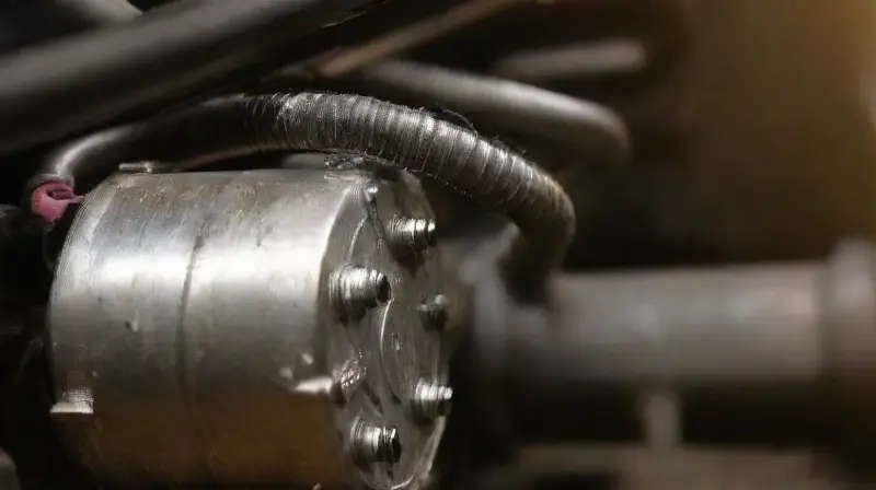 Imagen detallada de motor híbrido iluminado