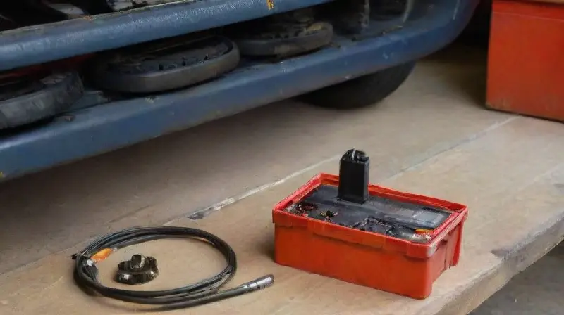Mecánico diagnostica alternador con escáner en garaje